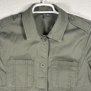 Eddie Bauer Women's Utility Field Jacket Green Military Lightweight Casual Large